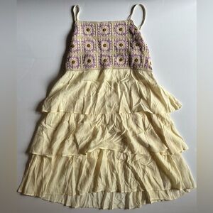 ODDY Cream and Purple Spaghetti Strap Sundress